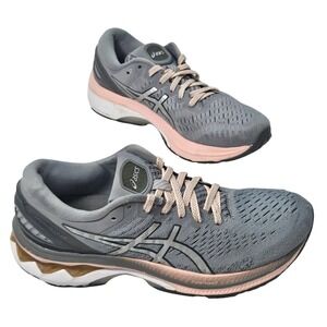 ASICS‎ Gel Kayano 27  Women Running Shoes Gray Pink Size 8.5 Used Good Condition